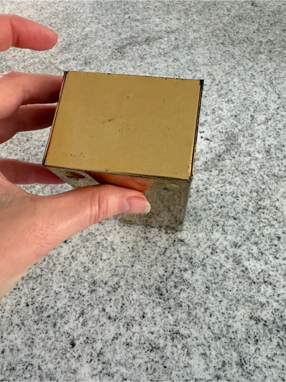 Vintage mid century atomic desk organizer brass box container decor